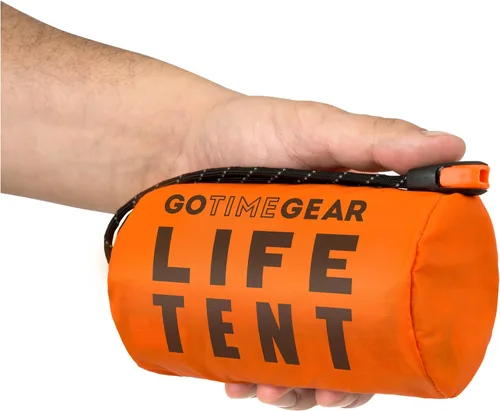 Vista 14 de Go Time Gear Tienda de campaña de supervivencia • Tienda de campaña de tubo de emergencia Mylar para 2 personas + Paracord • Protección para todo
