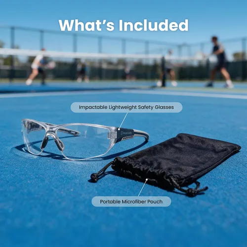 Vista 5 de Gafas de seguridad ligeras de pickleball para hombres y mujeres Negro