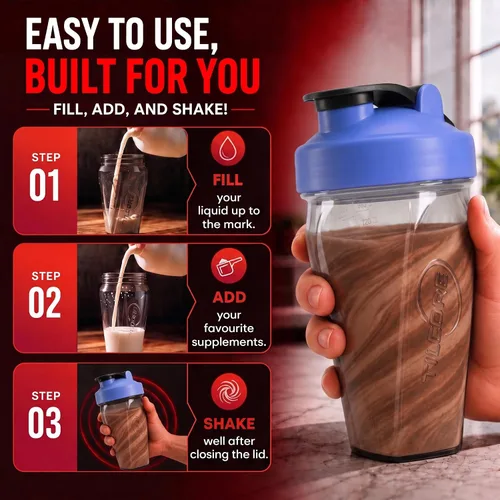 Vista 9 de Vortex - Botella mezcladora de proteínas de 24 onzas / 23.7 fl oz, taza agitadora prémium sin BPA para batidos y batidos de proteínas, a prueba
