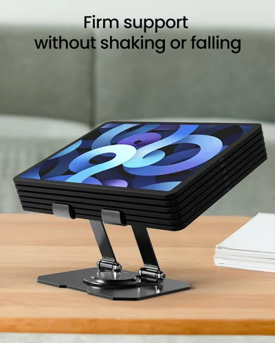 Vista 6 de Soporte para Tablet para Escritorio, Soporte de Escritorio para Tablet Giratorio Ajustable de 360°, Soporte Plegable de Aluminio para Tableta