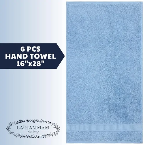 Vista 5 de LA HAMMAM - Paquete de 6 toallas de mano de 16 x 28 pulgadas de algodón turco para baño, cara, hotel, gimnasio y spa Extra suave al tacto, secado