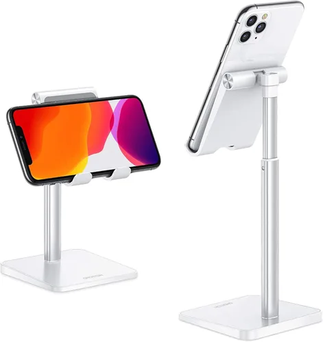 Vista 10 de OMOTON Soporte para Celular, Soporte de Escritorio con Altura y Ángulo Ajustable para iPhone Air /17/17 Pro/XS Max/XR, Samsung Galaxy S20 / S10 / S9