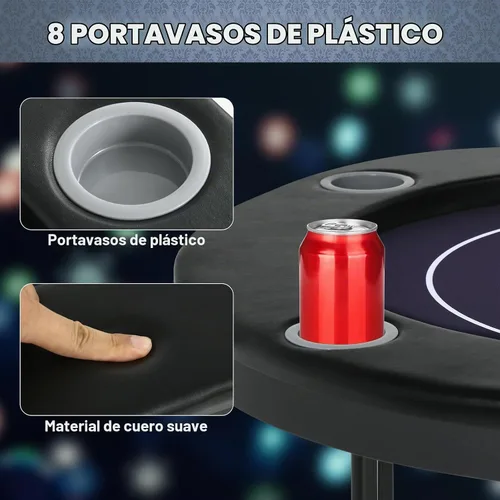 Vista 3 de RAYKEEP Mesa de póquer plegable, mesas de póquer plegables para 8 jugadores con patas plegables, fieltro de grado casino, rieles acolchados y 71