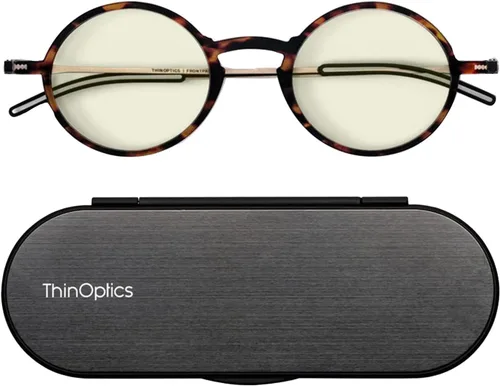 Vista 7 de ThinOptics Lentes de lectura unisex para adultos Manhattan Blue Light Blocker + funda Milano