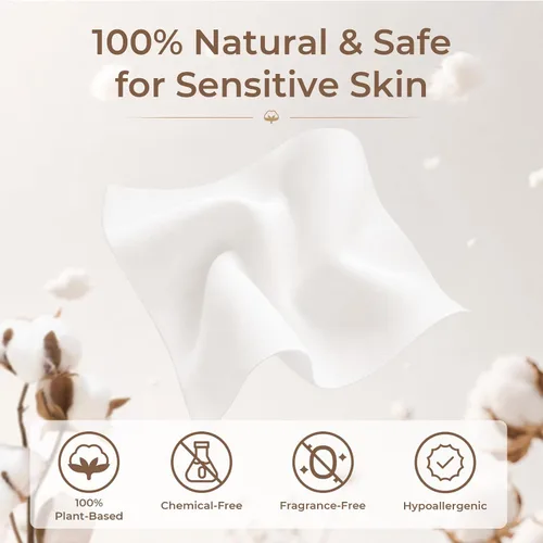 Vista 3 de Disposable Face Towel 200 Count, 7.9"X7.9"Clean Face Towelettes for Washing Face, 100% Cotton Soft Dry Wipe, Biodegradable Face Towels & Facial