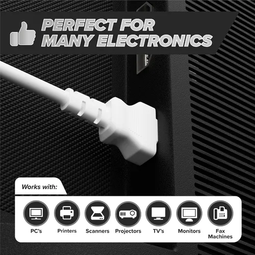 Vista 3 de Cable de alimentación de CA de 3 clavijas para computadora, médico, servidor y escritorio, cable de alimentación de tres clavijas de 15 pies, cable