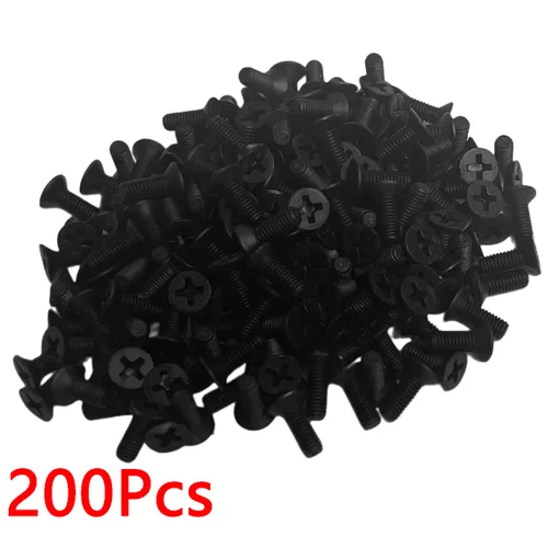 Vista 3 de NACX Tornillos Phillips de Cabeza Plana de Nylon M3 x 8mm Tornillos de Máquina Avellanados Negros, 200 Piezas