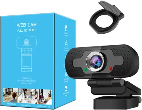 Vista 6 de Cámara web con micrófono con cubierta de privacidad, cámara web Full HD 1080P con amplia visión para transmisión en vivo, PC portátil de escritorio