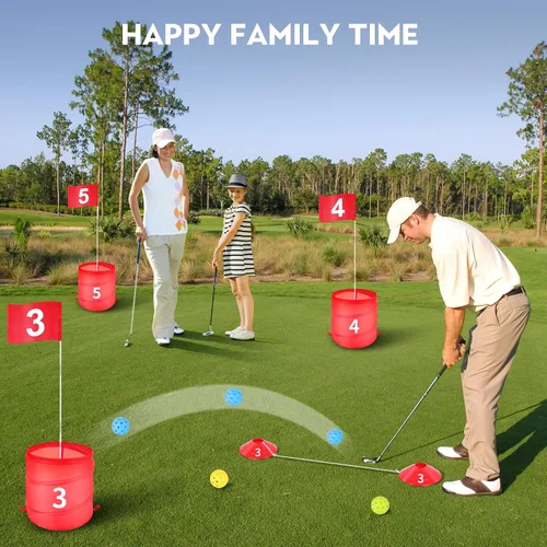 Vista 5 de Juego de cubo de golf al aire libre, juguetes de práctica de golf para familia, adultos y niños, campo de golf portátil para patio trasero, césped