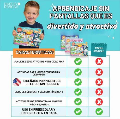 Vista 7 de Libros de calcomanías para niños pequeños de 2 a 4 años, libro de calcomanías para niños pequeños, actividades de aprendizaje preescolar Azul