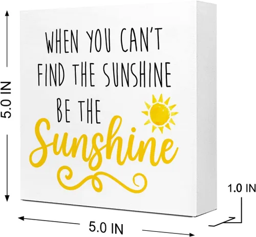 Vista 2 de Letrero inspirador de madera con texto en inglés «When You Can't Find The Sunshine Be The Sunshine»