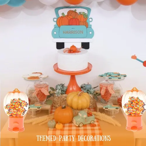 Vista 6 de A1U - Dispensador de dulces de plástico en forma de calabaza de Halloween de 6.5 pulgadas, organizador de almacenamiento para regalos de fiesta