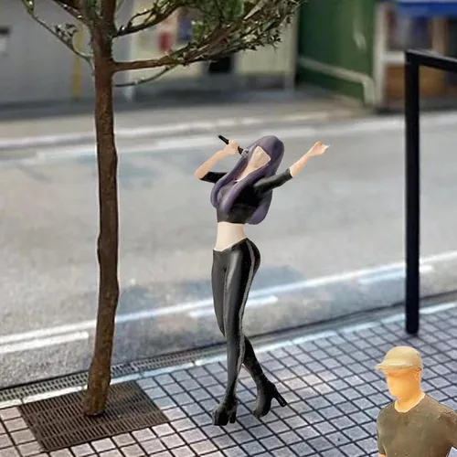 Vista 5 de kowaku Figuras de resina 1/64 Figuras de canto 1/64 Escala 1/64 Figuras de modelo de cantante Figuras de modelo en miniatura, adorno de escritorio