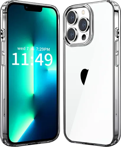 Vista 13 de JJGoo Compatible con iPhone 13 Pro Funda transparente, transparente a prueba de golpes, delgada, antiarañazos, carcasa protectora trasera