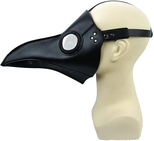Vista 8 de PartyHop Máscara facial de piel sintética negra para médico máscara facial de gas Steampunk de nariz larga de Halloween disfraz de fiesta para niños