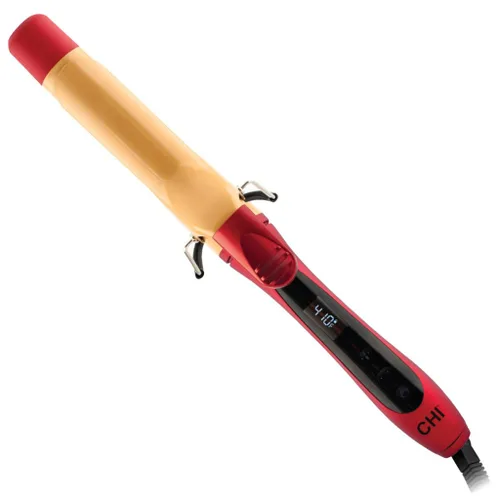 Vista 9 de CHI Rizador de pelo de cerámica rojo fuego con textura de aire, rizador de pelo para rizos suaves y brillantes, temperatura ajustable y apagado Fire
