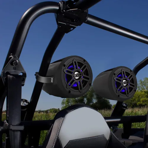 Vista 3 de Pyle Altavoces de torre de wakeboard marinos impermeables – Juego de altavoces de subwoofer dual de 4 pulgadas con luces LED y Bluetooth