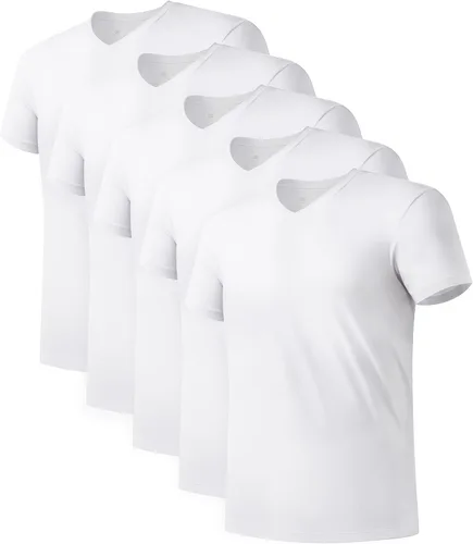 Vista 11 de DAVID ARCHY Camiseta interior de rayón de bambú con cuello en V que absorbe Paquete de 5 Negro - Cuello en V