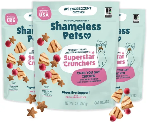 Vista 10 de Shameless Pets Golosinas para gatos con Catnip y pollo para la salud digestiva, crujientes