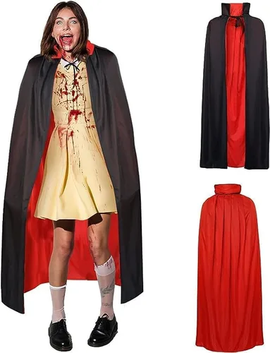 Vista 6 de HISTOYE Vampire Cape for Women Men,Halloween Vampire Costume for Adult with Scar Tattoo for Halloween Costume Party Cosplay