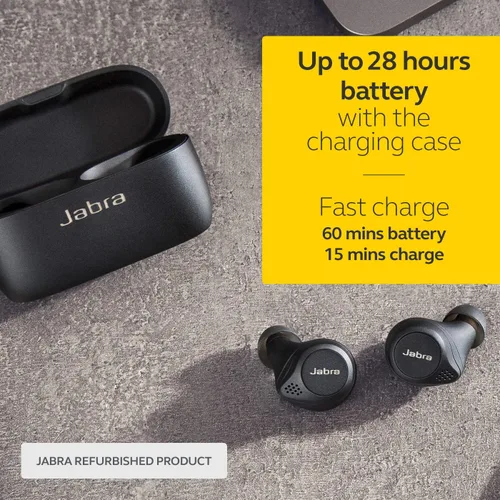 Vista 2 de Auriculares inalámbricos Jabra Elite 75t con asistente de voz, color negro, con estuche de carga (renovados)