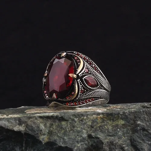 Vista 2 de Anillo de plata de ley 925 para hombre, joyería de piedra de circón, regalo vintage, ónix, Aqeq, para hombre, todos los tamaños