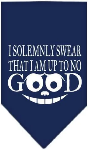 Vista 6 de Bandana serigrafiada para mascotas y perros, con texto "I Solemnly Swear That I Am Up To No Good" Cocoa S