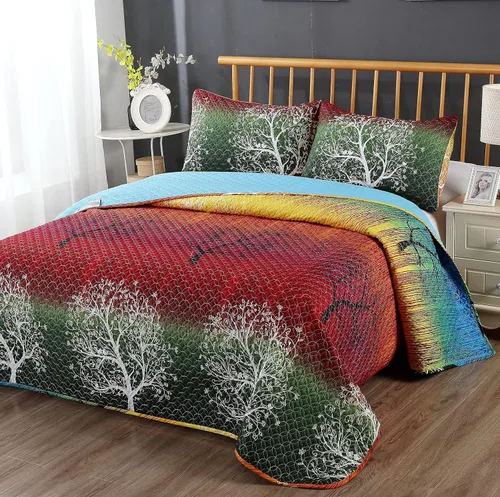Vista 6 de Swanson Beddings Juego de colcha de árbol de arco iris: edredón y una funda de almohada (individual)