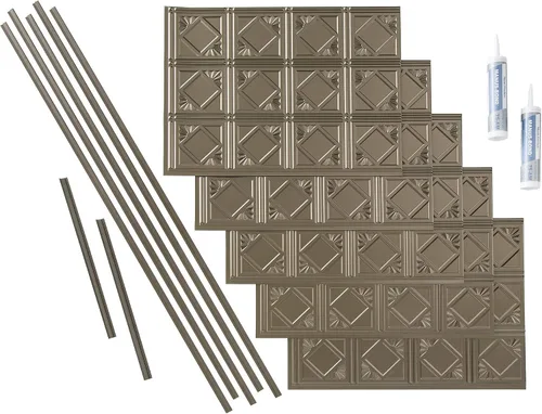 Vista 22 de FASÄDE Kit decorativo para salpicaduras de vinilo de estilo tradicional y patrón 4 de 15 pies cuadrados en bronce de las Bermudas
