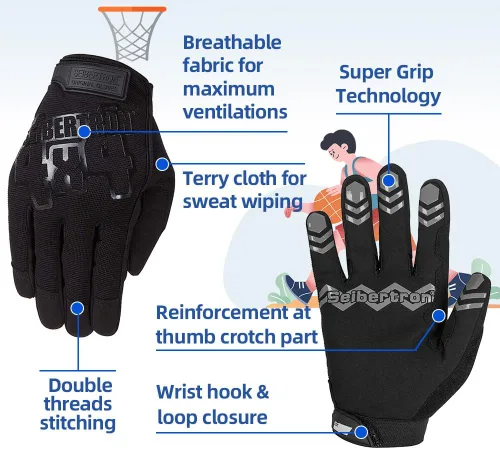 Vista 3 de Seibertron Anti Slip Basketball Gloves - Unweighted Ball Handling Gloves for Training or Driving