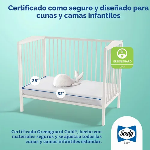 Vista 7 de Sealy Baby Colchón de cuna infantil de 2 etapas Plus ajuste de cama infantil, transpirable, resistente a las manchas, doble firmeza y ligero