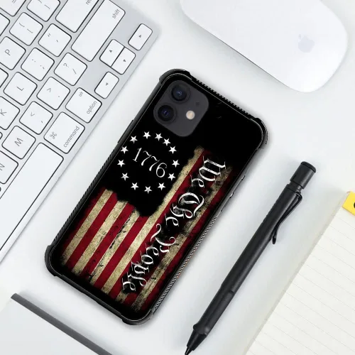 Vista 5 de Compatible con iPhone 12/12 Pro, diseño de bandera estadounidense H G66, resistente a los arañazos y golpes, funda protectora de TPU resistente