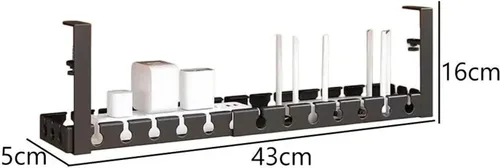 Vista 7 de Extendable Under-desk Cable Management Tray, No Drilling Required, Adjustable Clips, Cable Hidden Channel Organizer(Fixed black)