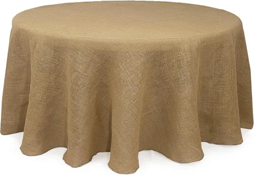 Vista 9 de Your Chair Covers - Mantel redondo de yute rústico de yute natural de 60 pulgadas para bodas, fiestas, cocina, hogar, comedor
