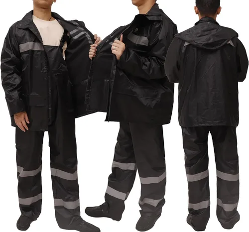 Vista 5 de RainRider Trajes de lluvia para hombres y mujeres, impermeable, chaqueta de lluvia de pesca, pantalones con peto, ligeros, reflectantes