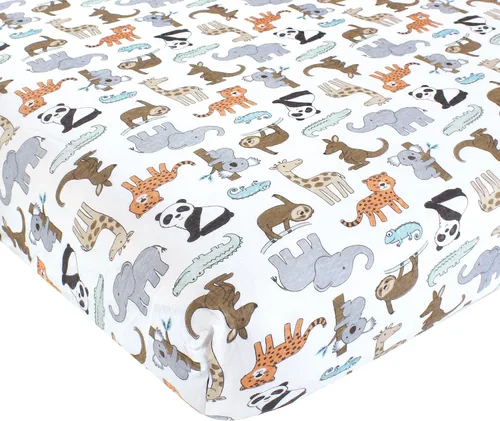 Vista 18 de Hudson Baby Sábana bajera ajustable unisex de algodón para cuna, avión, talla única