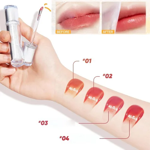 Vista 6 de Ice Watery Lip Glossr (té helado de espejo, gelatina ligera Waterys Essence Lips Glaze, brillo tintado hidratante (#04 té negro atardecer, 0.1 fl oz)