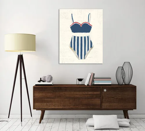 Vista 4 de Jaxson Rea "Retro Swimwear III Newsprint Gallery Wrapped Canvas by Emily Adams, 12" x 15