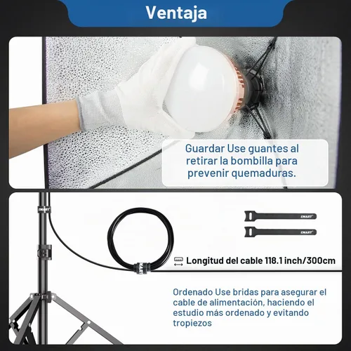 Vista 7 de EMART Kit de iluminación Softbox de 16 x 16 pulgadas, kit de iluminación para fotografía con bombilla LED de 135 W 3000-6500 K y control remoto