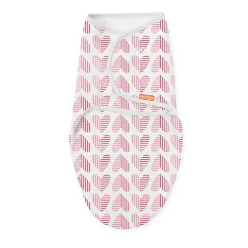 Vista 3 de SwaddleMe Manta original – Tamaño pequeño/mediano, 0-3 meses, paquete de 3 (corazones de bebé), fácil de usar, mantiene al bebé cómodo y seguro