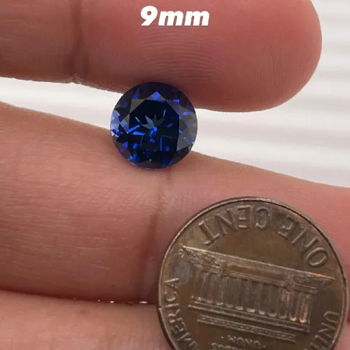 Vista 2 de Sintético Corte Redondo Hecho en Suiza Zafiro Azul Bruto de 1.5MM-16MM