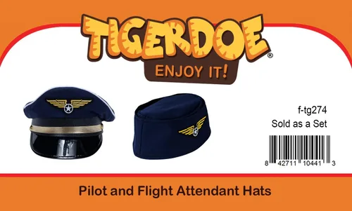 Vista 7 de Tigerdoe Sombrero de piloto Paquete de 2 Sombreros de piloto Disfraz de piloto y asistente de vuelo Disfraces para parejas
