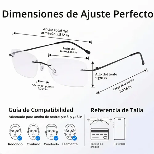 Vista 4 de Eyekepper Anteojos sin montura para mujer, lentes sin marco negro Lentes de lectura inalámbricos para mujer, resistentes a los arañazos