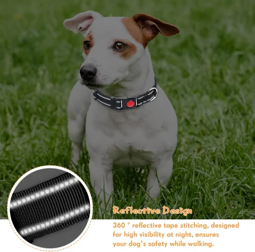 Vista 7 de Sweetude Paquete de 6 collares reflectantes para perro con hebilla de bloqueo de seguridad, suave acolchado de nailon transpirable, collar ajustable