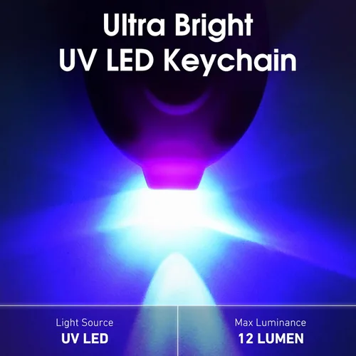 Vista 2 de Paquete de 8 mini linterna LED UV de 395 nm, mini luz negra (morado)