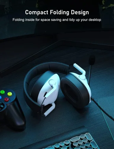 Vista 3 de SENZER SG500 Surround Sound Pro Auriculares para juegos con micrófono con cancelación de ruido, acolchado de espuma viscoelástica suave, auriculares