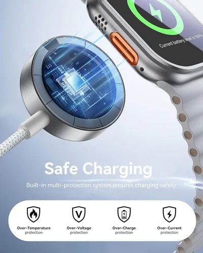 Vista 6 de Esenciales de viaje 2 en 1 para cargador de Apple Watch de carga rápida de Blanco
