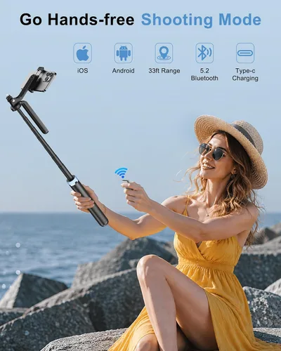 Vista 3 de Trípode de palo selfie de 4 patas de 71 pulgadas para GoPro/Osmo Pocket 3/insta360/iPhone/Android, soporte de trípode para teléfono celular