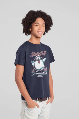 Vista 4 de The Real Ghostbusters Staypuft - Camiseta para adulto, Azul marino jaspeado