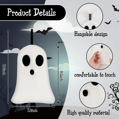Vista 6 de Quera Paquete de 2 toallas de mano con diseño de fantasmas de Halloween, bordadas, decoración de lujo, para baño, juego de toallas decorativas